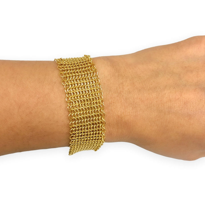 Tiffany & Co. Elsa Peretti Vintage 18K Yellow Gold Mesh Toggle Bracelet 8.5"