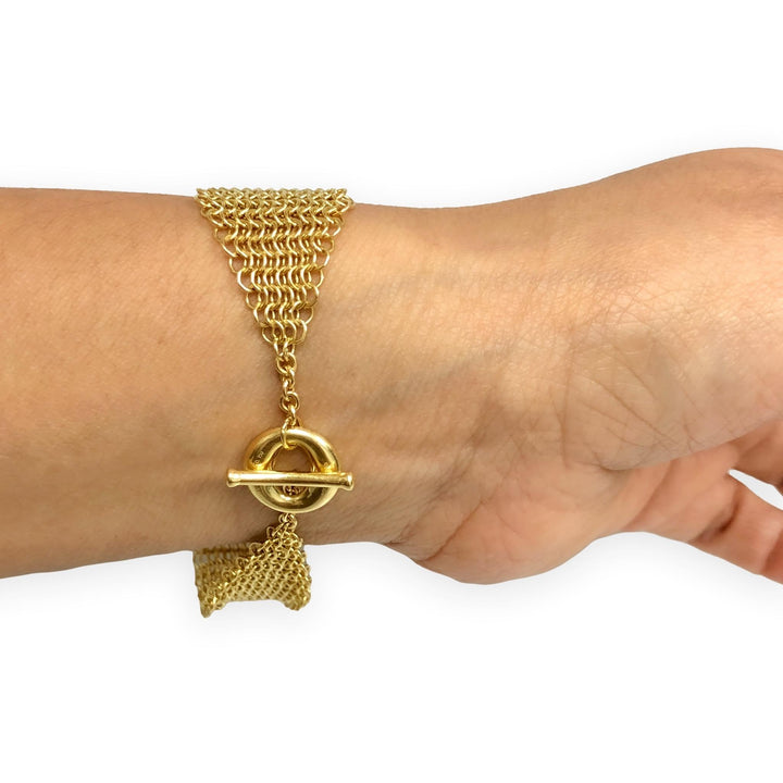 Tiffany & Co. Elsa Peretti Vintage 18K Yellow Gold Mesh Toggle Bracelet 8.5"