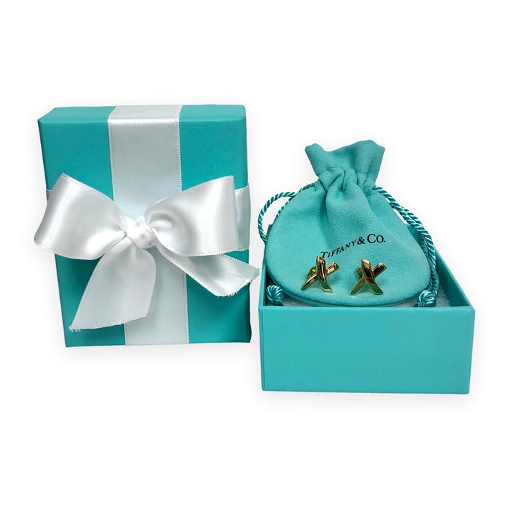 Vintage Tiffany & Co. Paloma Picasso 18K Yellow Gold Graffiti X Earrings Small