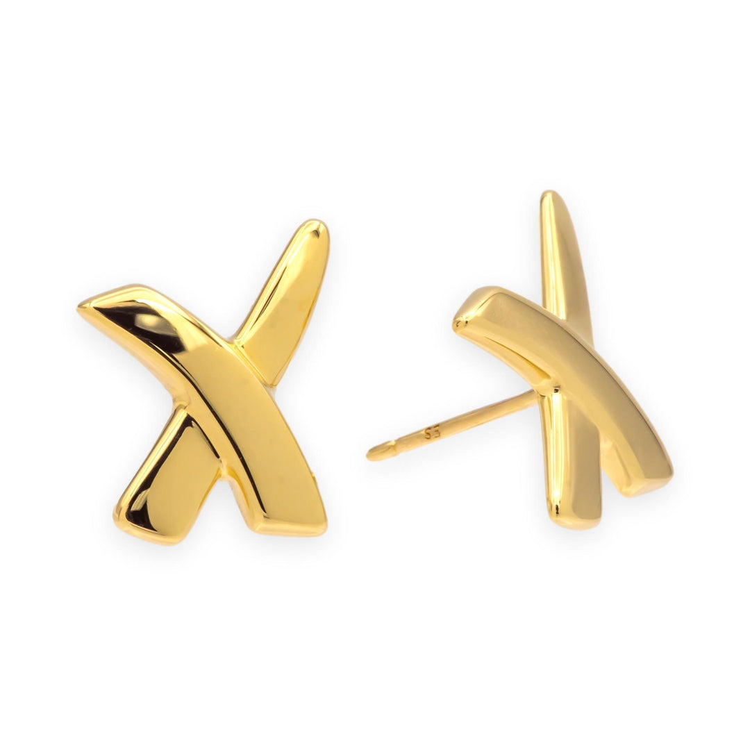 Vintage Tiffany & Co. Paloma Picasso 18K Yellow Gold Graffiti X Earrings Small