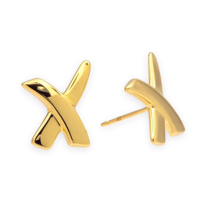 Vintage Tiffany & Co. Paloma Picasso 18K Yellow Gold Graffiti X Earrings Small