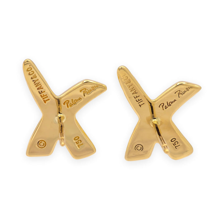 Vintage Tiffany & Co. Paloma Picasso 18K Yellow Gold Graffiti X Earrings Small