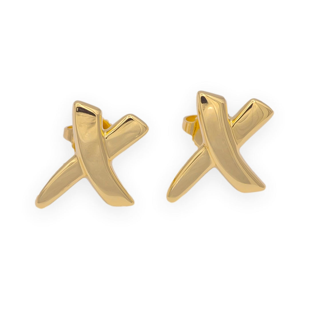 Vintage Tiffany & Co. Paloma Picasso 18K Yellow Gold Graffiti X Earrings Small