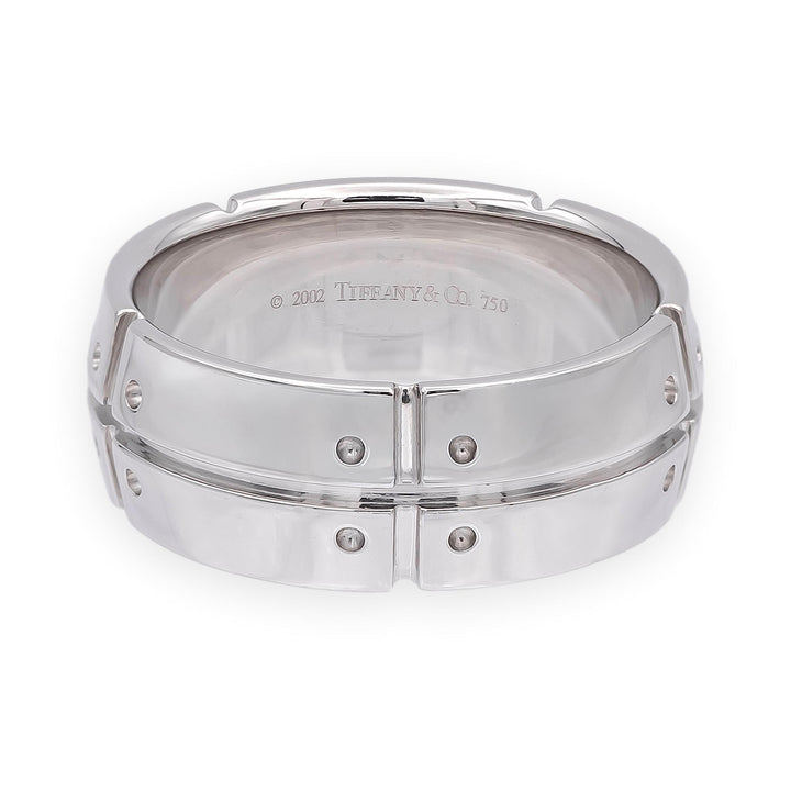 Vintage Tiffany & Co. 18K White Gold Stream America Men’s Ring – 8mm, Size 8.5