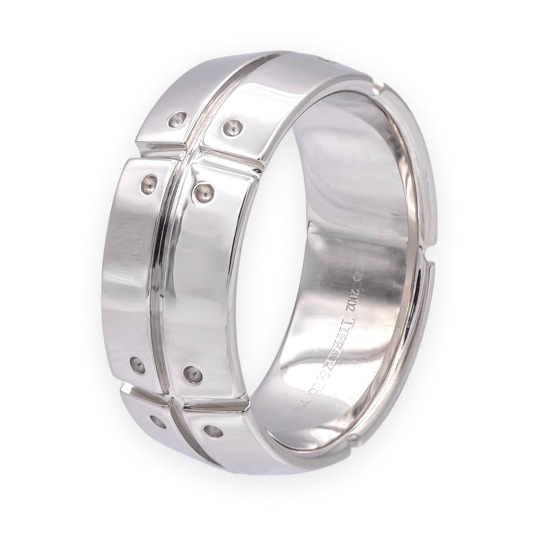 Vintage Tiffany & Co. 18K White Gold Stream America Men’s Ring – 8mm, Size 8.5