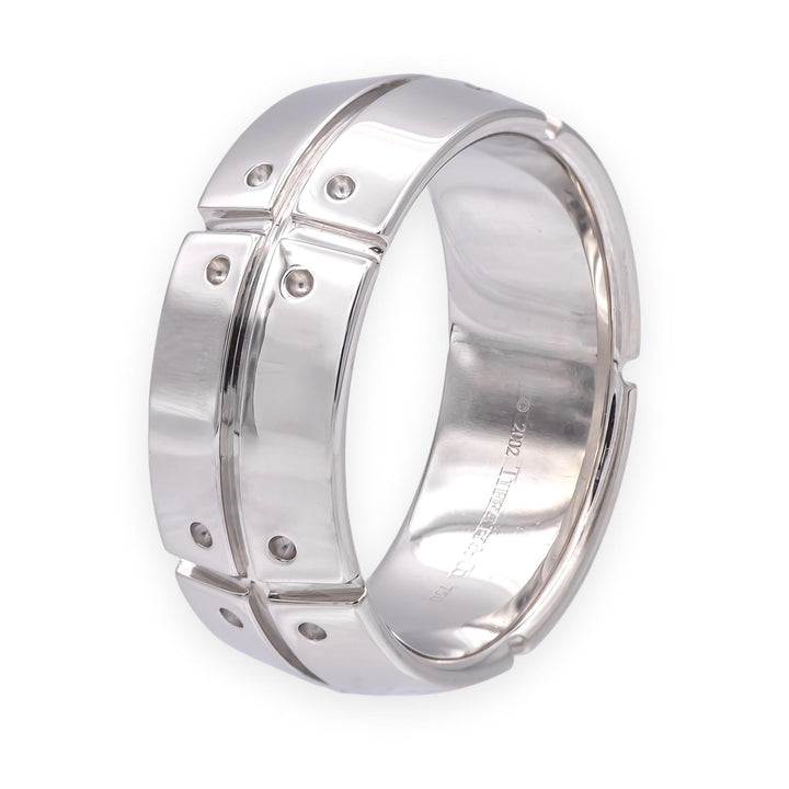 Vintage Tiffany & Co. 18K White Gold Stream America Men’s Ring – 8mm, Size 8.5