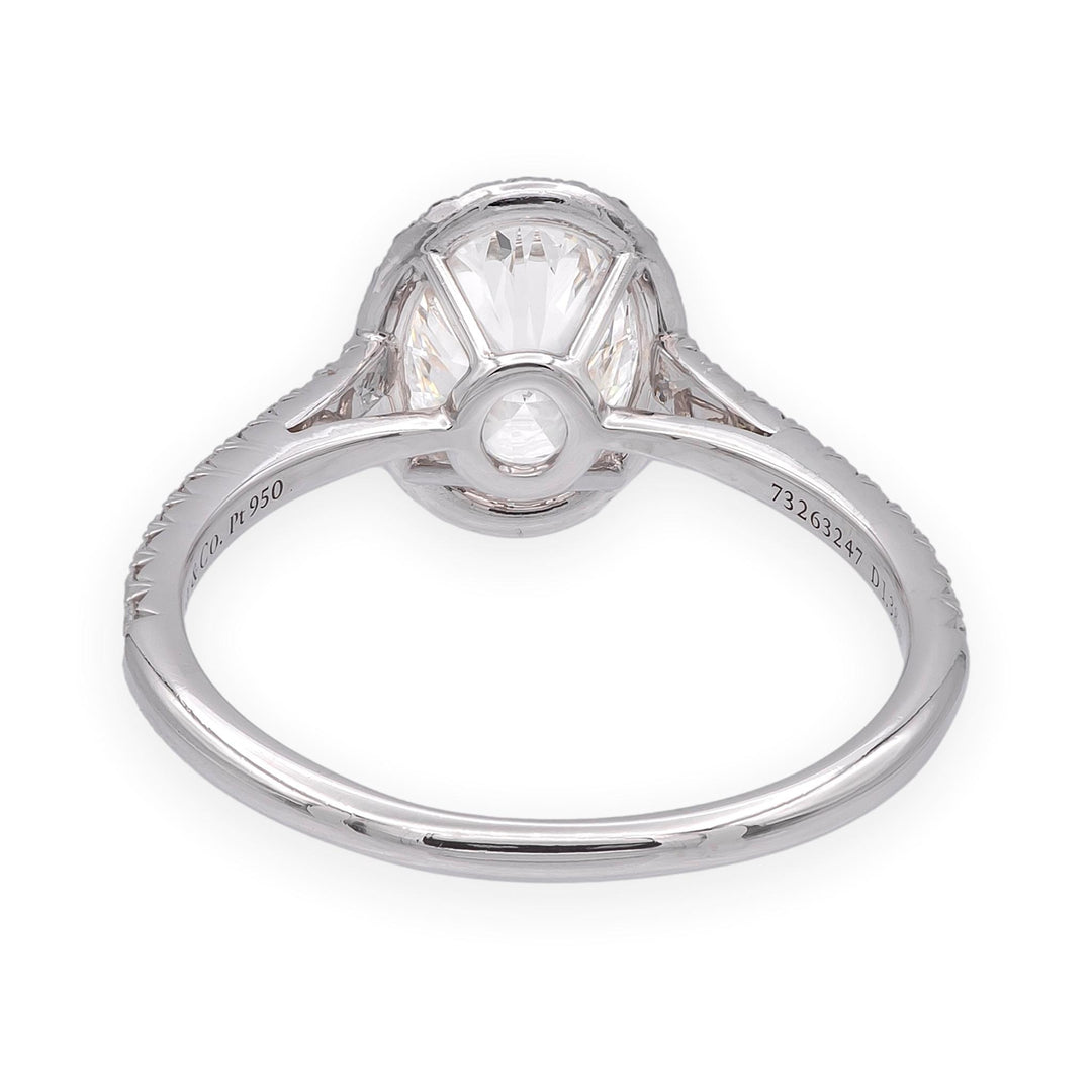 Tiffany & Co Platinum Soleste 1.38 Ct. Center Oval Diamond engagement ring F VS2