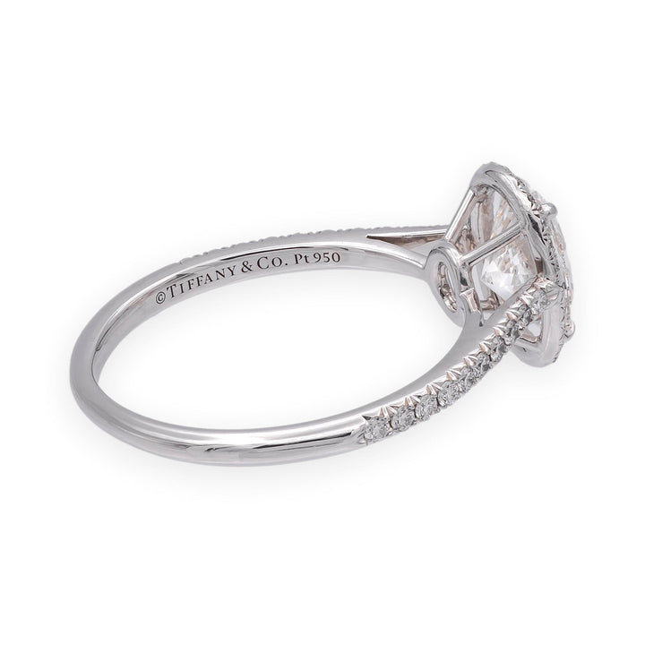 Tiffany & Co Platinum Soleste 1.38 Ct. Center Oval Diamond engagement ring F VS2