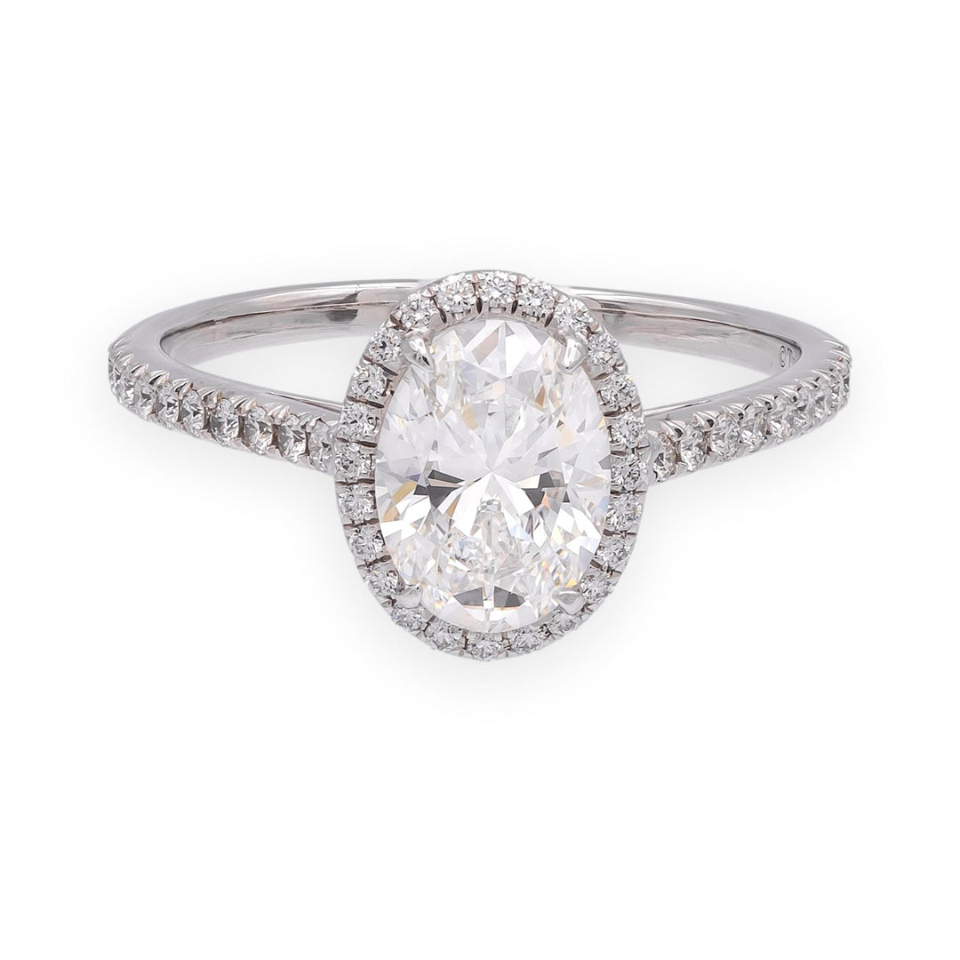 Tiffany & Co Platinum Soleste 1.38 Ct. Center Oval Diamond engagement ring F VS2