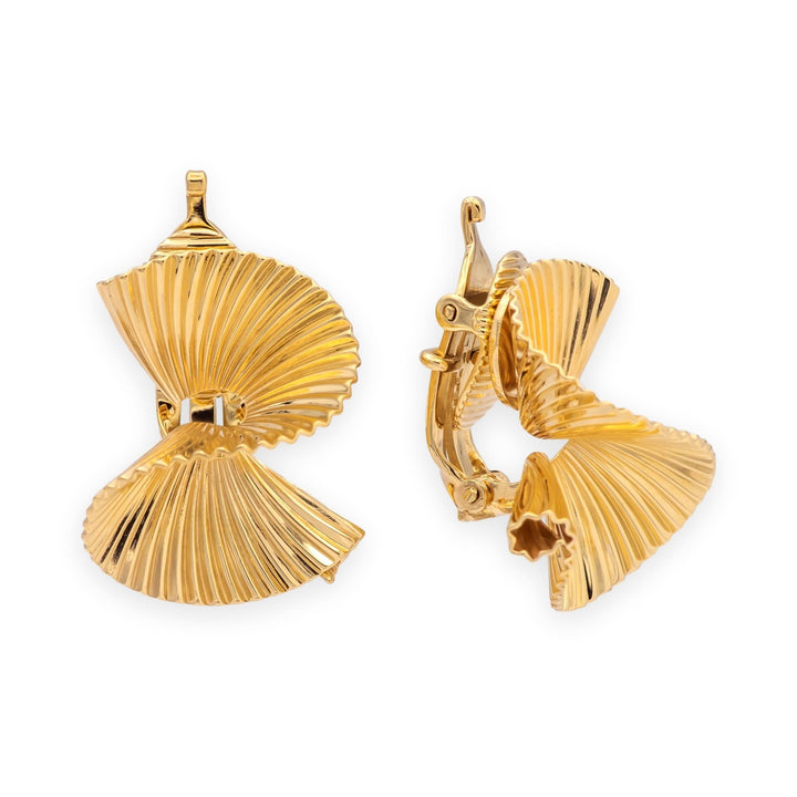 Retro Tiffany & Co. George Schuler 14K Yellow Gold Swirl Clip on Earrings 1950's