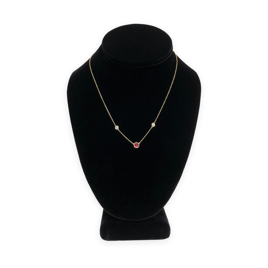 Tiffany & Co Peretti 18K Gold Color by the Yard Ruby Diamond Necklace .50ct Cntr