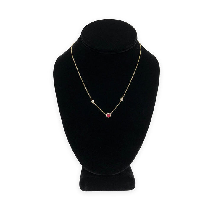 Tiffany & Co Peretti 18K Gold Color by the Yard Ruby Diamond Necklace .50ct Cntr