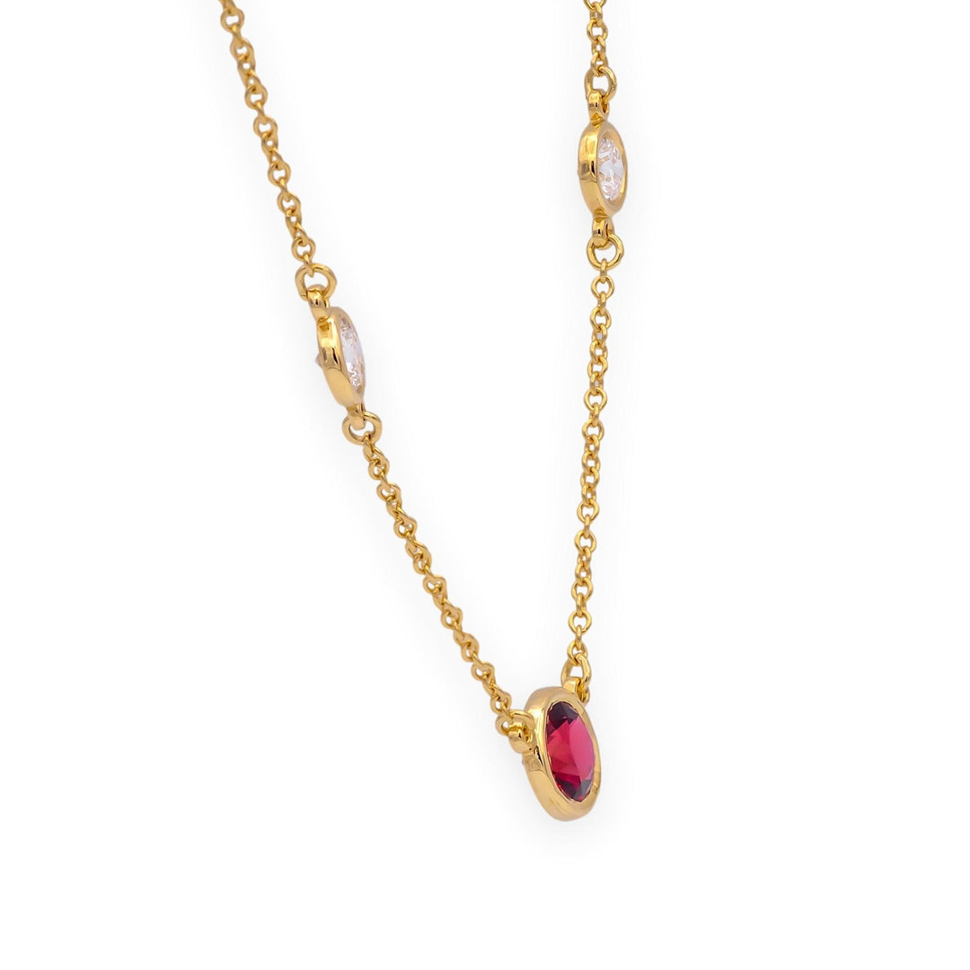 Tiffany & Co Peretti 18K Gold Color by the Yard Ruby Diamond Necklace .50ct Cntr