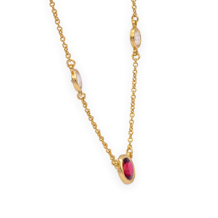 Tiffany & Co Peretti 18K Gold Color by the Yard Ruby Diamond Necklace .50ct Cntr