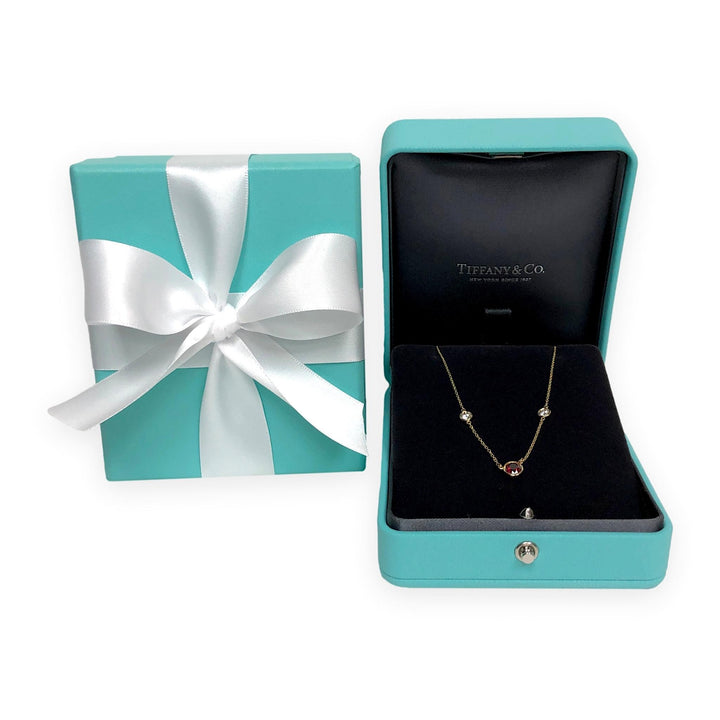 Tiffany & Co Peretti 18K Gold Color by the Yard Ruby Diamond Necklace .50ct Cntr