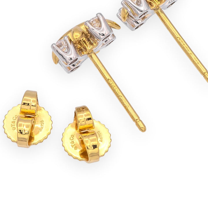 Tiffany & Co. Jean Schlumberger 16 Stone Lynn Diamond Stud Earrings Platinum 18K