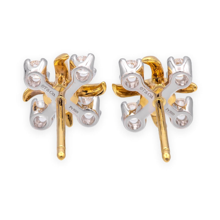Tiffany & Co. Jean Schlumberger 16 Stone Lynn Diamond Stud Earrings Platinum 18K