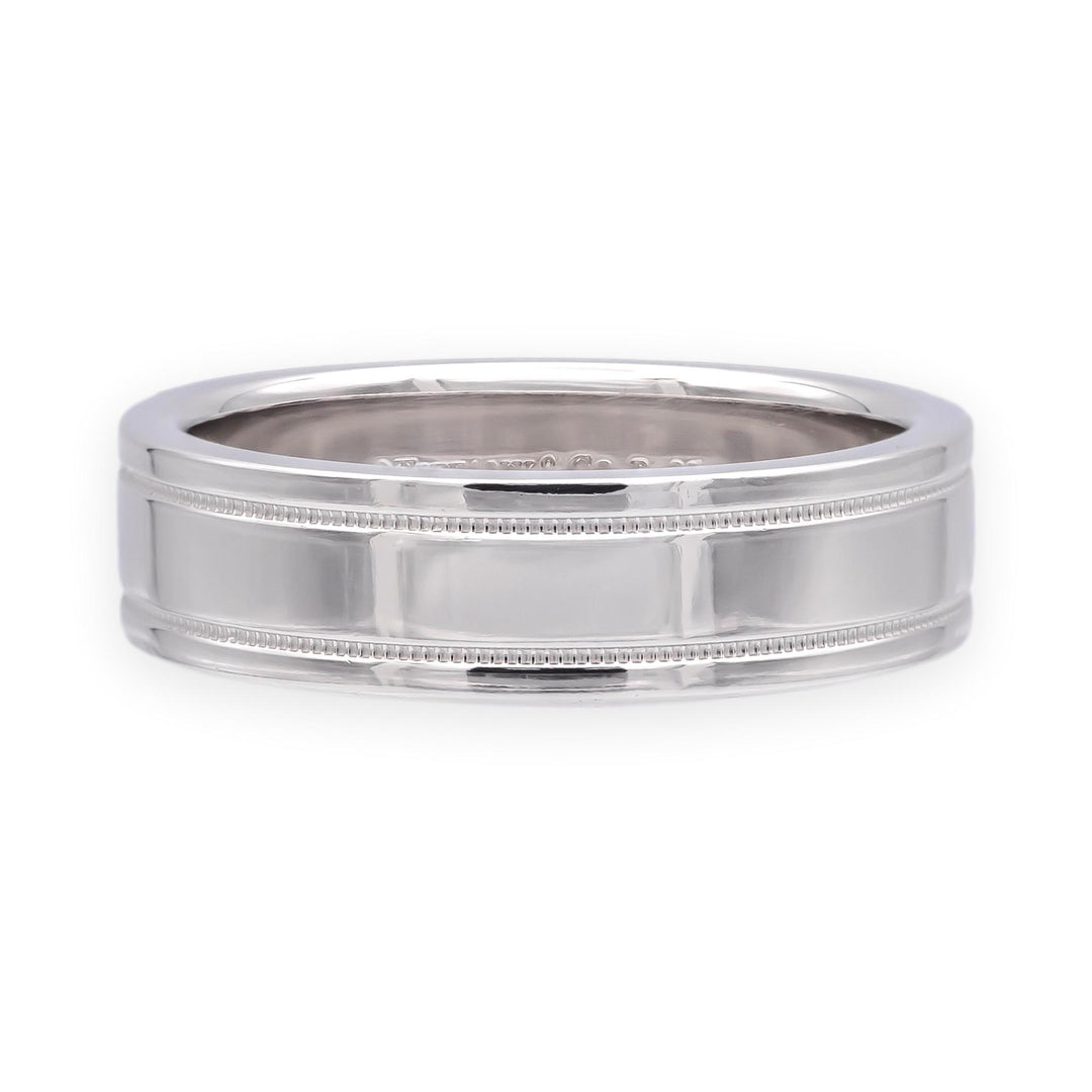 Tiffany & Co. Platinum Classic Double Milgrain Men’s Band Ring, 6mm, Size 8.75