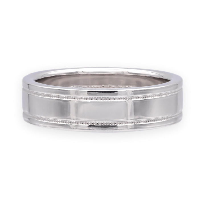 Tiffany & Co. Platinum Classic Double Milgrain Men’s Band Ring, 6mm, Size 8.75