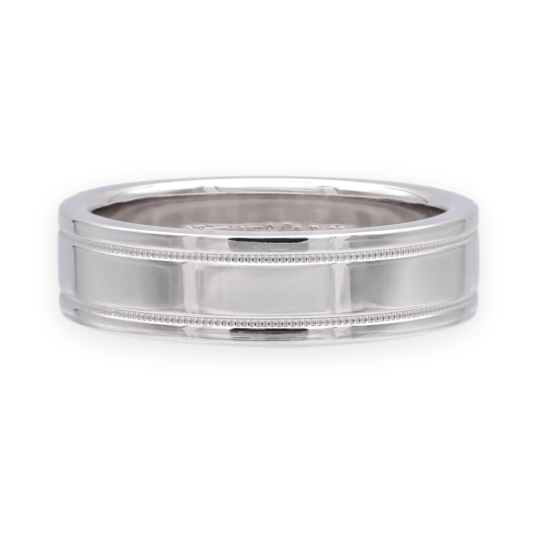 Tiffany & Co Platinum Together Double Milgrain Wedding Band 6 mm Size 7.5