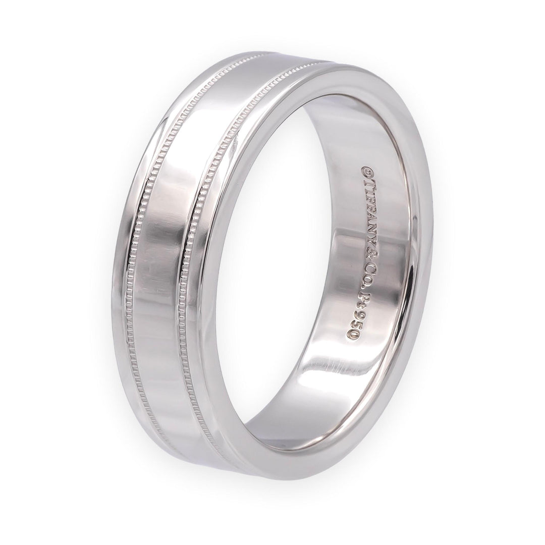 Tiffany & Co. Platinum Classic Double Milgrain Men’s Band Ring, 6mm, Size 8.75