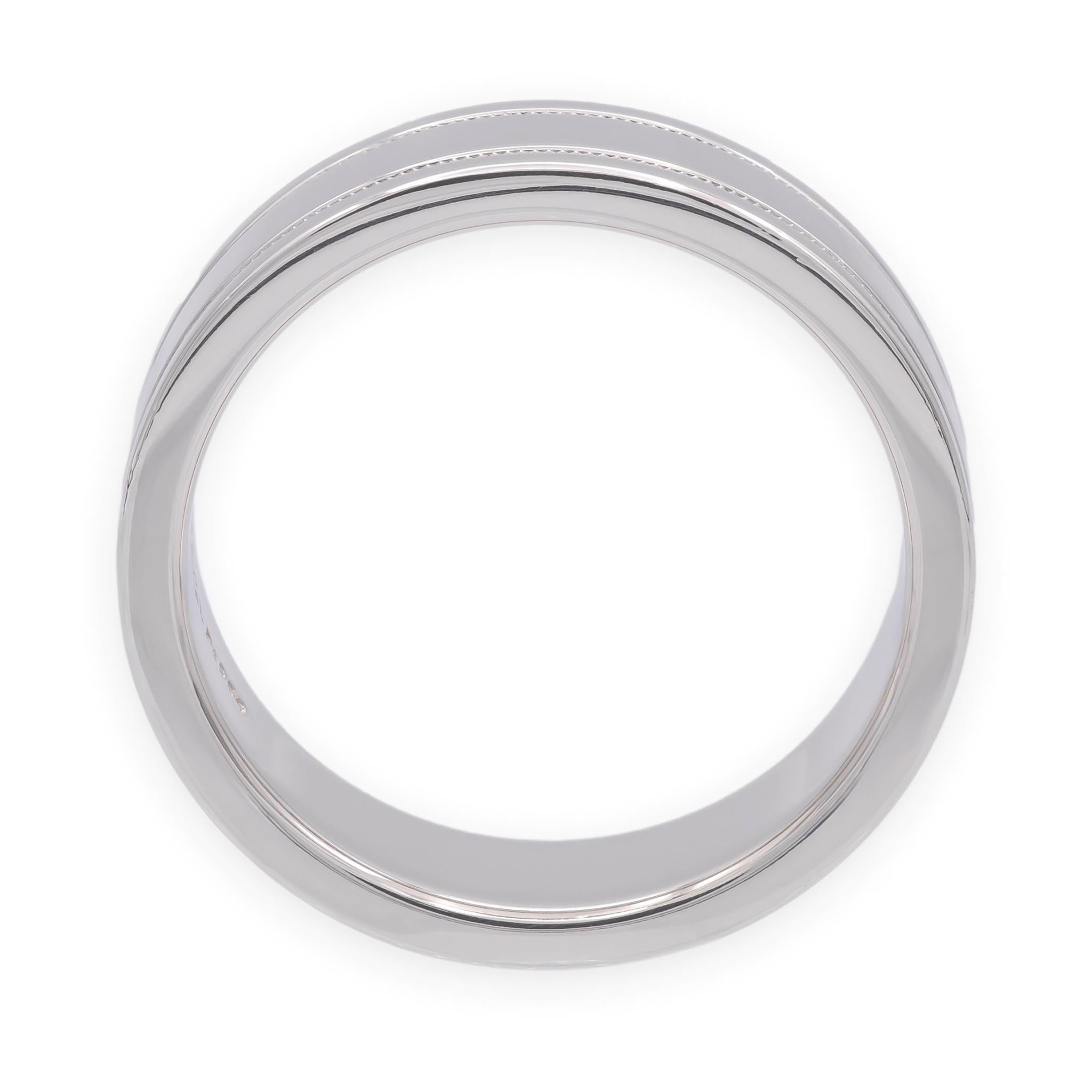 Tiffany & Co. Platinum Classic Double Milgrain Men's Band Ring