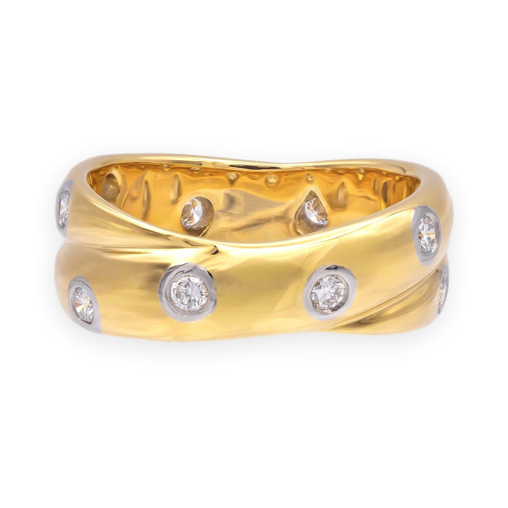 Tiffany & Co. 18K Yellow Gold Etoile Crossover Diamond Band Ring Size 4.75