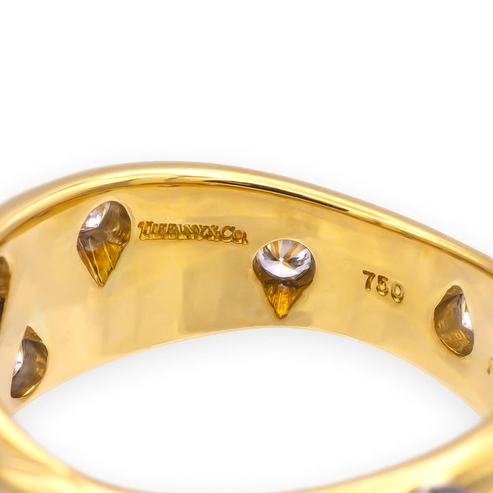 Tiffany & Co. 18K Yellow Gold Etoile Crossover Diamond Band Ring Size 4.75