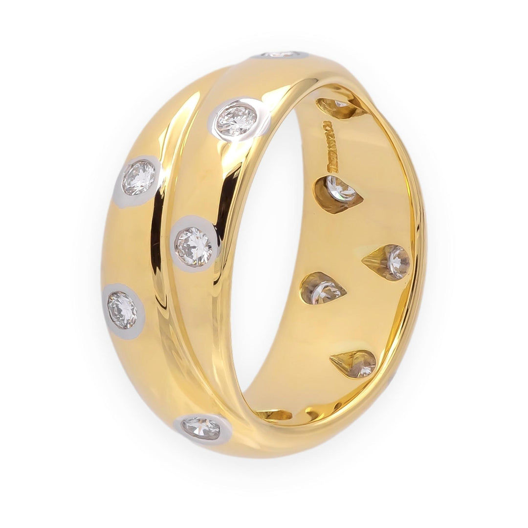 Tiffany & Co. 18K Yellow Gold Etoile Crossover Diamond Band Ring Size 4.75