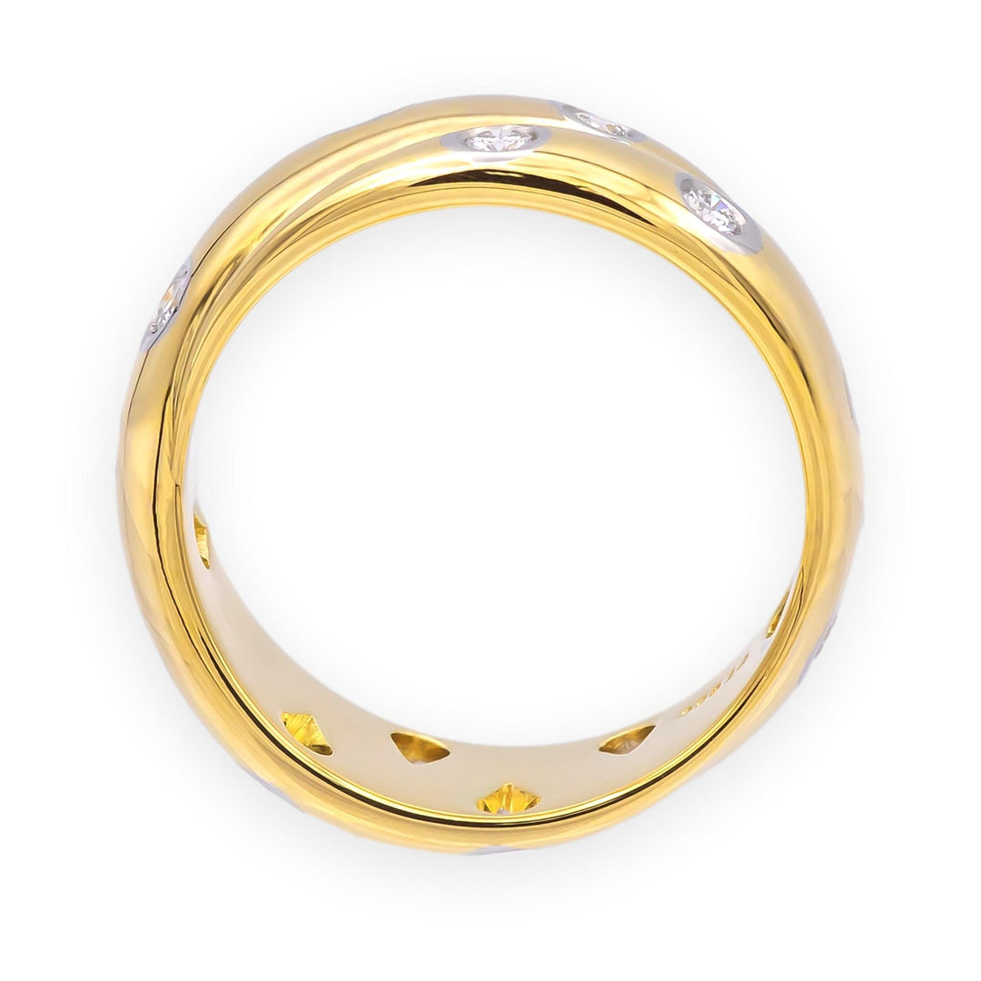 Tiffany & Co. 18K Yellow Gold Etoile Crossover Diamond Band Ring Size 4.75