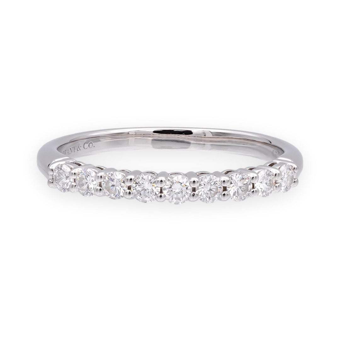 Tiffany & Co. Forever Platinum 9-Stone Half Circle Round Diamond  Band Ring