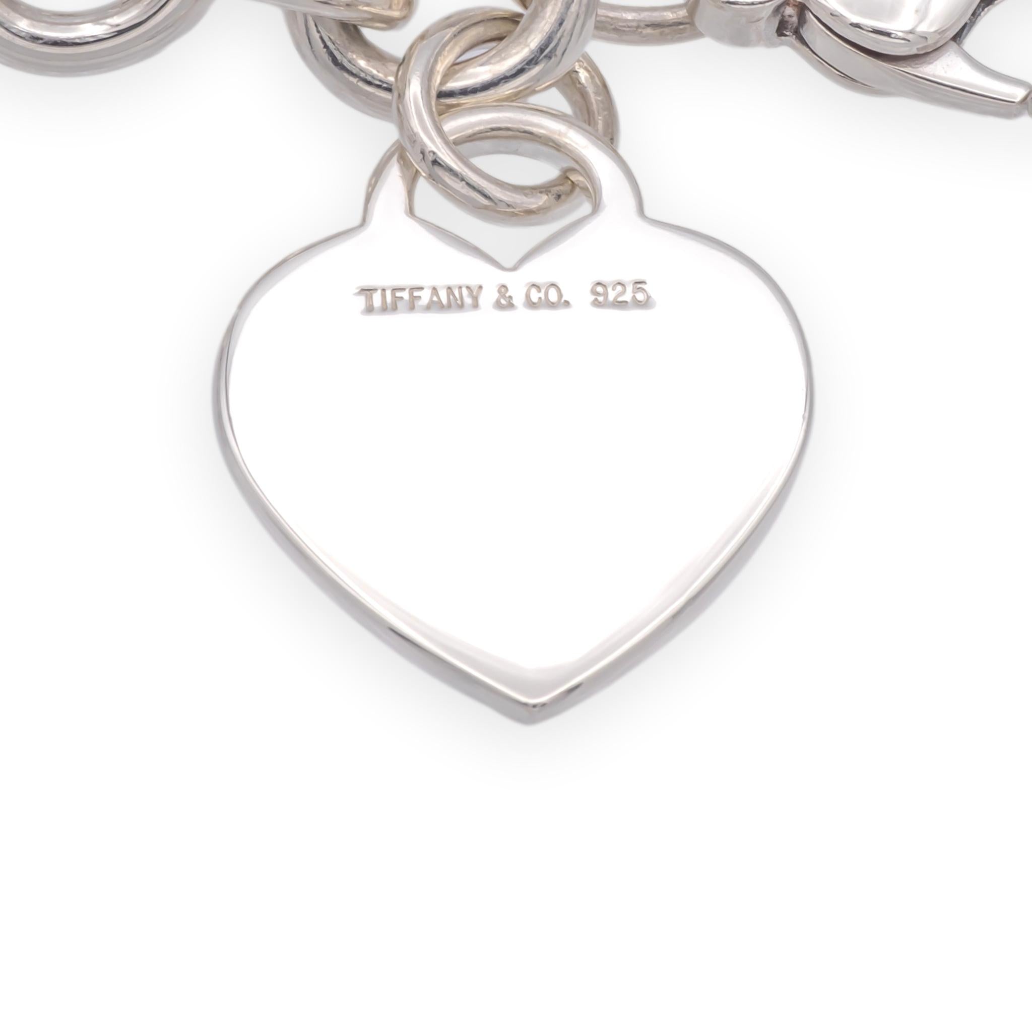 Tiffany & Co. Sterling Silver Heart Tag Link Bracelet 7.5