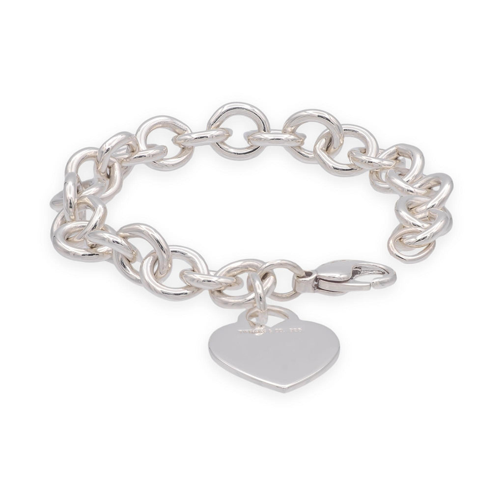Tiffany & Co. Sterling Silver Heart Tag Link Bracelet 7.5