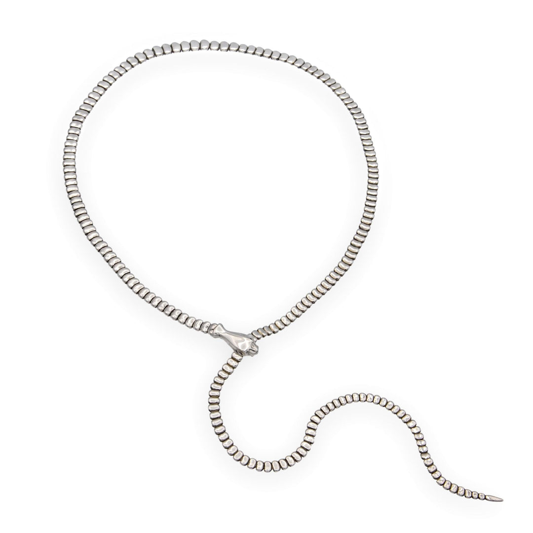 Vintage Tiffany & Co. Elsa Peretti Sterling Silver Snake Lariat Necklace 29"