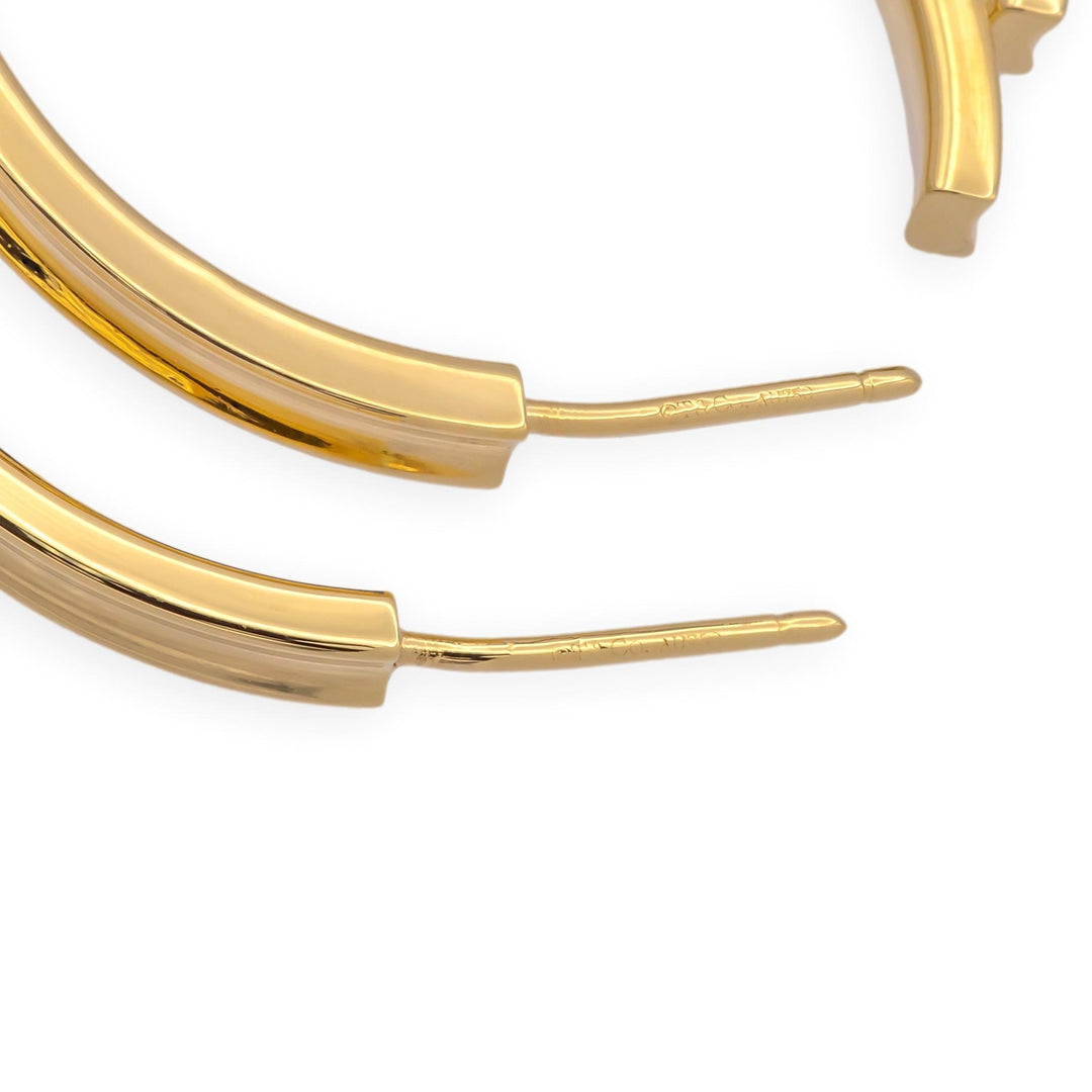 Tiffany & Co. 1837 18K Yellow Gold Hoop Earrings 1" Diameter