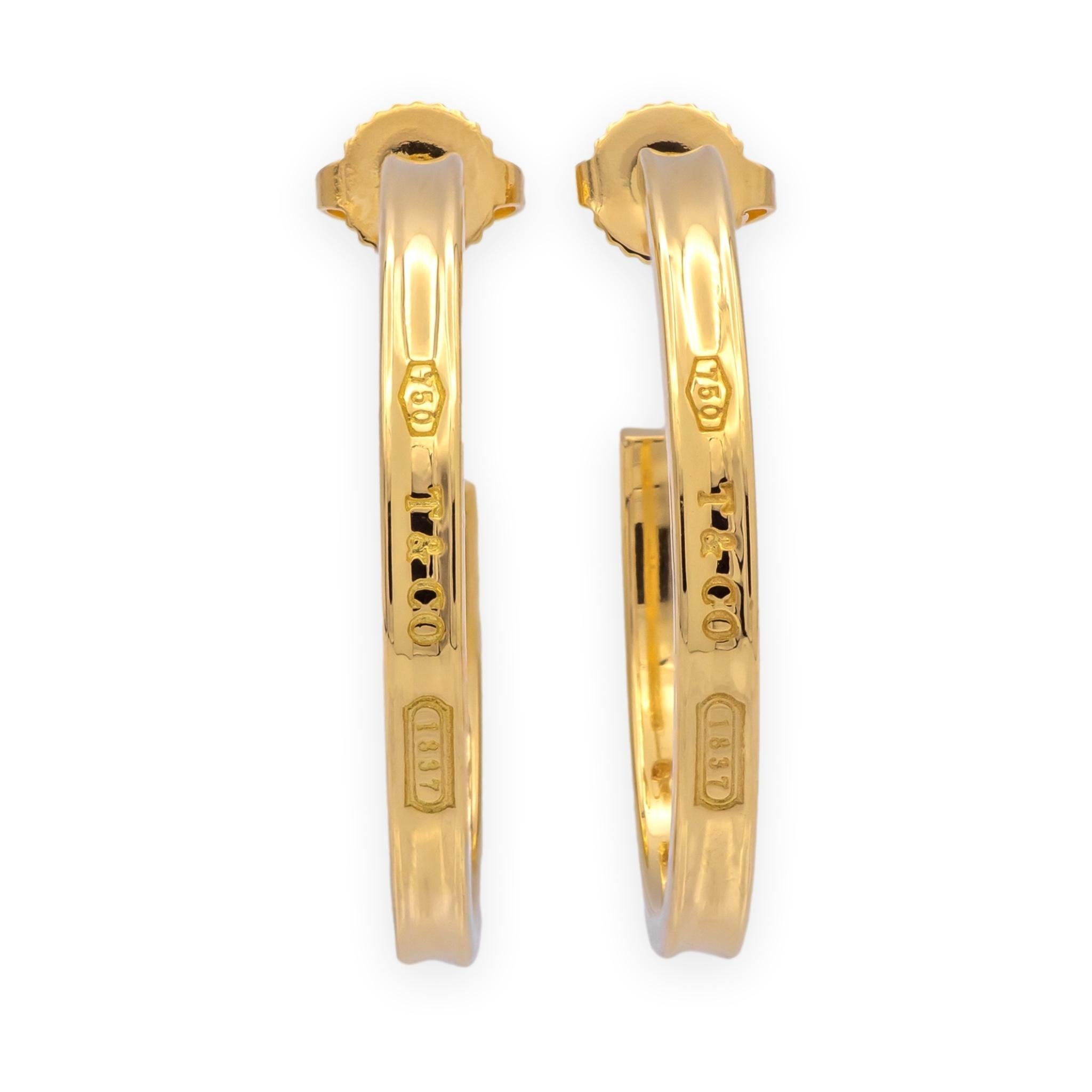 Tiffany & Co. 1837 18K Yellow Gold Hoop Earrings 1