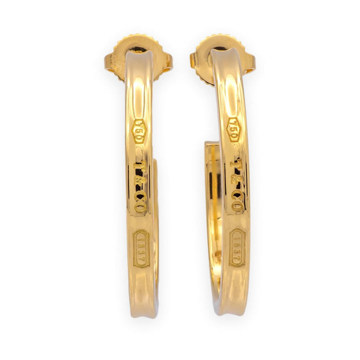 Tiffany & Co. 1837 18K Yellow Gold Hoop Earrings 1" Diameter