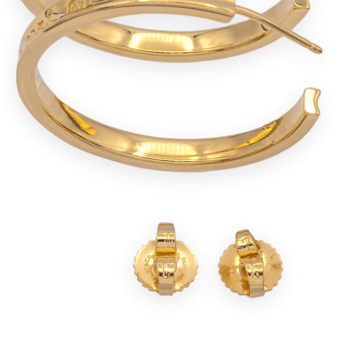 Tiffany & Co. 1837 18K Yellow Gold Hoop Earrings 1" Diameter