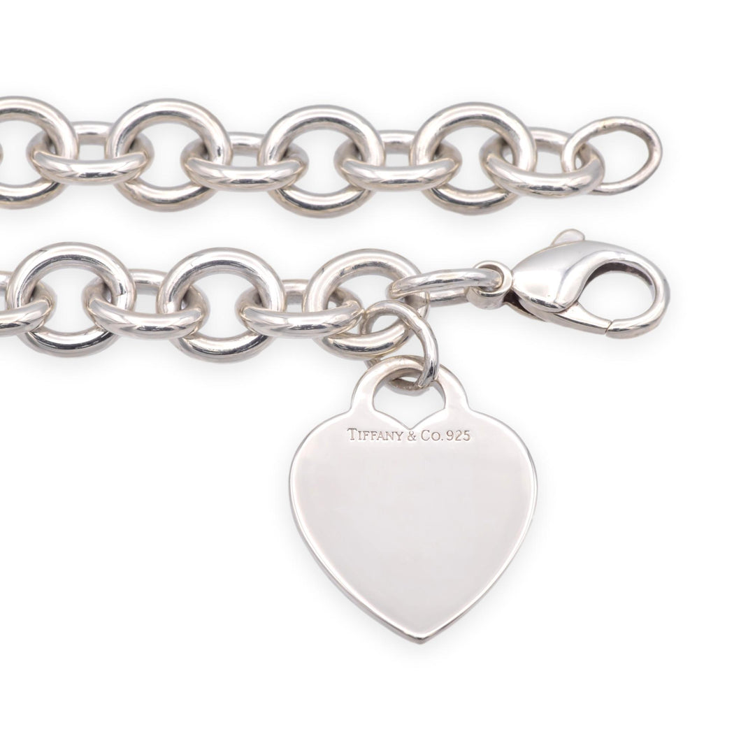 Tiffany & Co. Sterling Silver Heart Tag Medium Link Bracelet 7" - 10mm