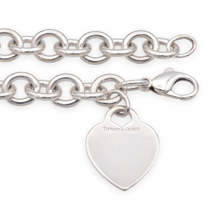 Tiffany & Co. Sterling Silver Heart Tag Medium Link Bracelet 7" - 10mm