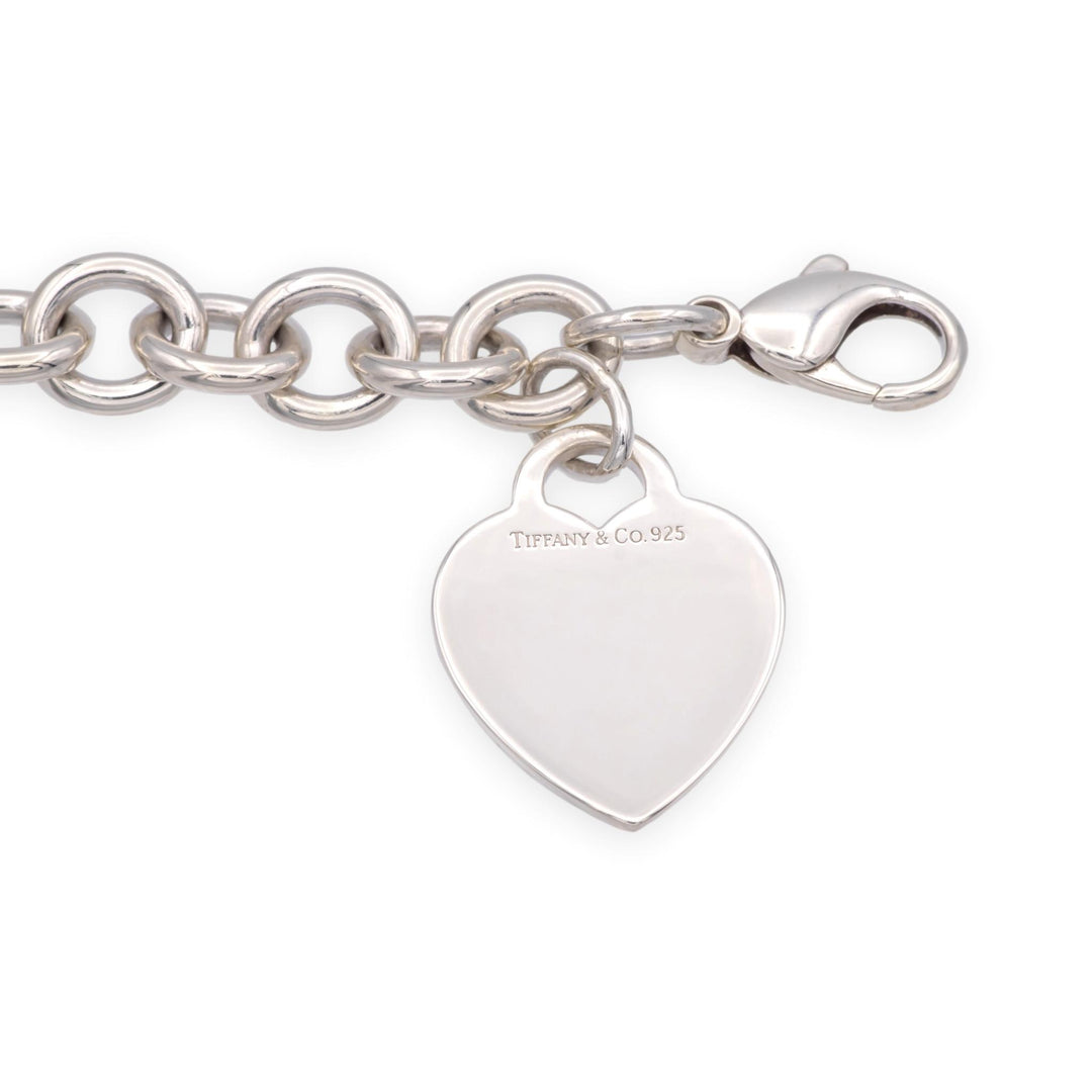 Tiffany & Co. Sterling Silver Heart Tag Medium Link Bracelet 7" - 10mm