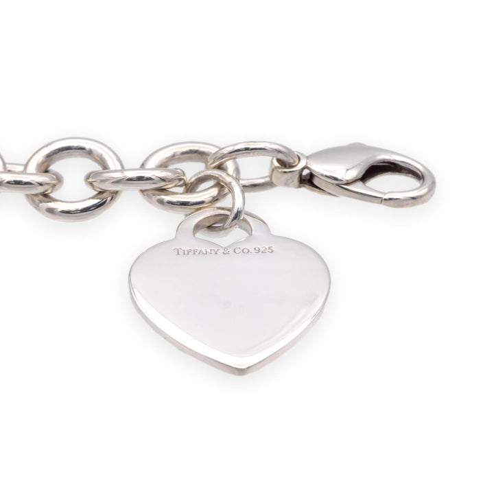 Tiffany & Co. Sterling Silver Heart Tag Medium Link Bracelet 7" - 10mm