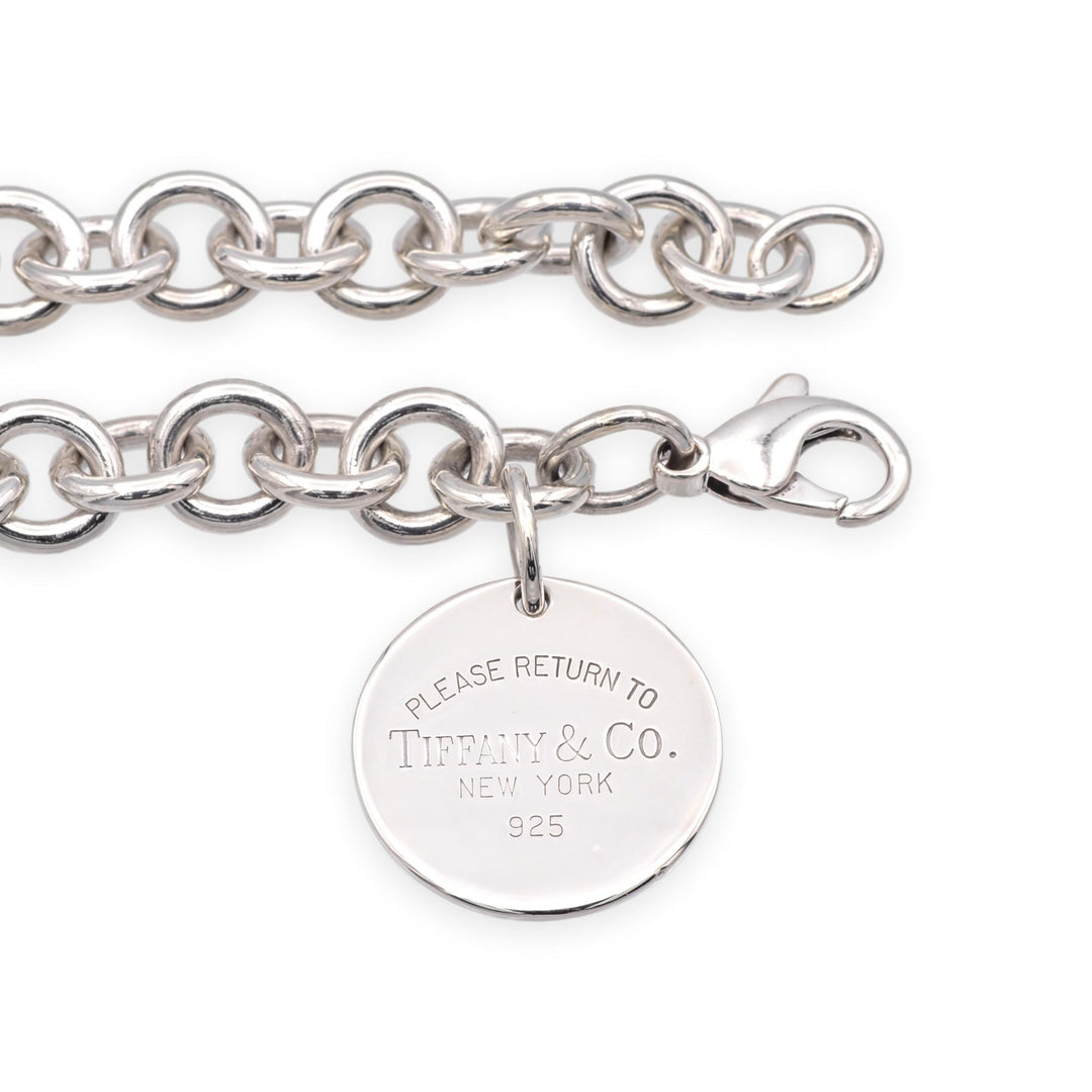 Tiffany & Co. Return to Tiffany Sterling Silver Round Tag Link Bracelet Polished