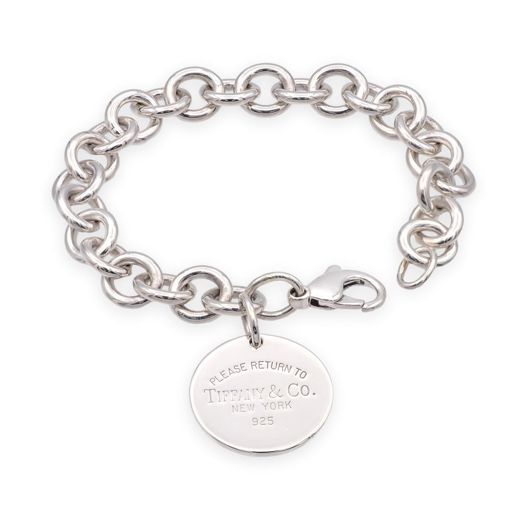 Tiffany & Co. Return to Tiffany Sterling Silver Round Tag Link Bracelet Polished