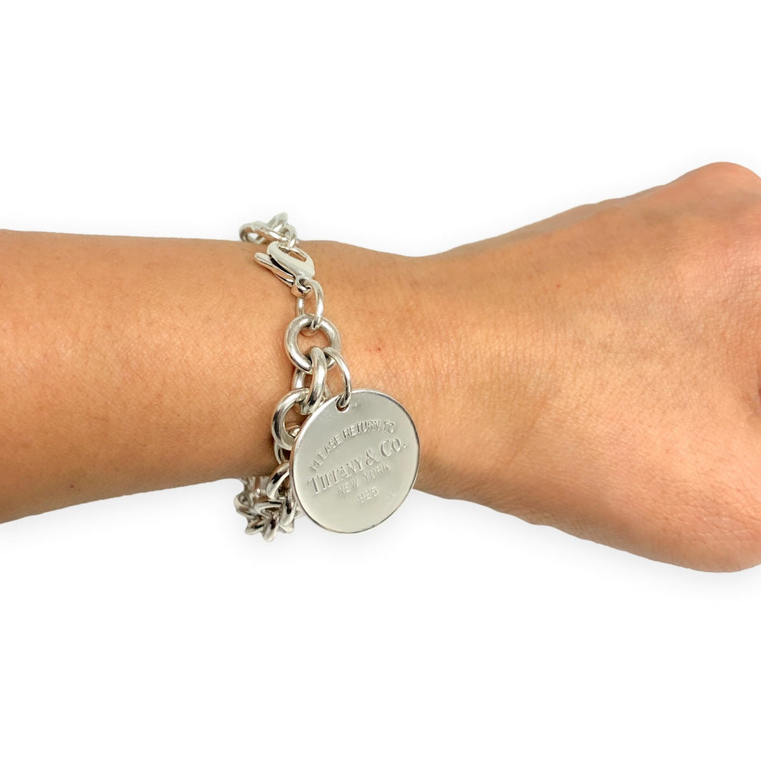 Tiffany & Co. Return to Tiffany Sterling Silver Round Tag Link Bracelet Polished