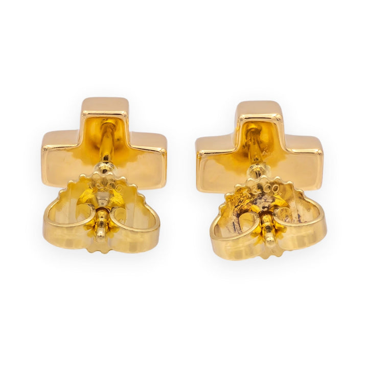 Tiffany & Co. Vintage 18K Yellow Gold Swiss Cross Studs Earrings 7.8mm x 2.6mm
