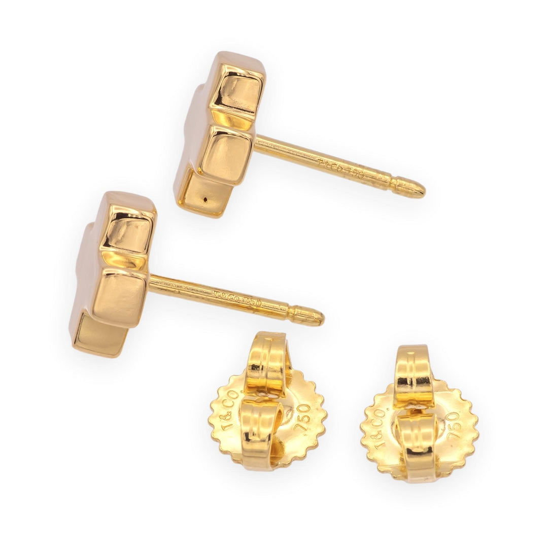 Tiffany & Co. Vintage 18K Yellow Gold Swiss Cross Studs Earrings 7.8mm x 2.6mm