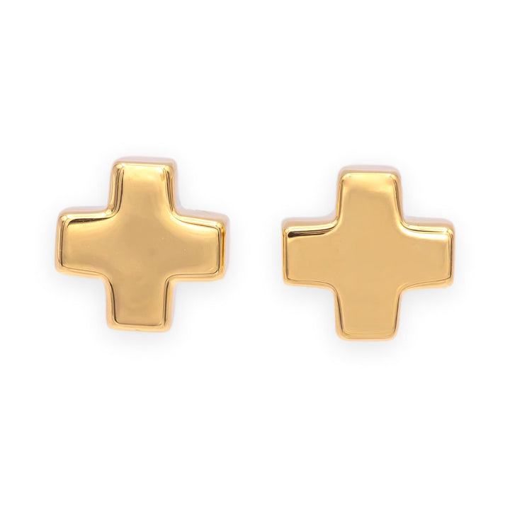 Tiffany & Co. Vintage 18K Yellow Gold Swiss Cross Studs Earrings 7.8mm x 2.6mm