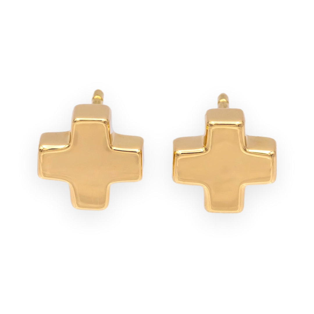Tiffany & Co. Vintage 18K Yellow Gold Swiss Cross Studs Earrings 7.8mm x 2.6mm