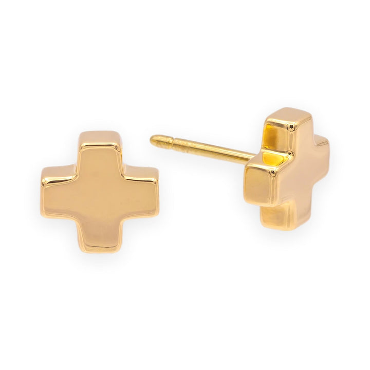 Tiffany & Co. Vintage 18K Yellow Gold Swiss Cross Studs Earrings 7.8mm x 2.6mm